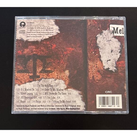 Melissa Etheridge – Yes I Am CD (1993 Island Records) Used - Picture 2 of 3